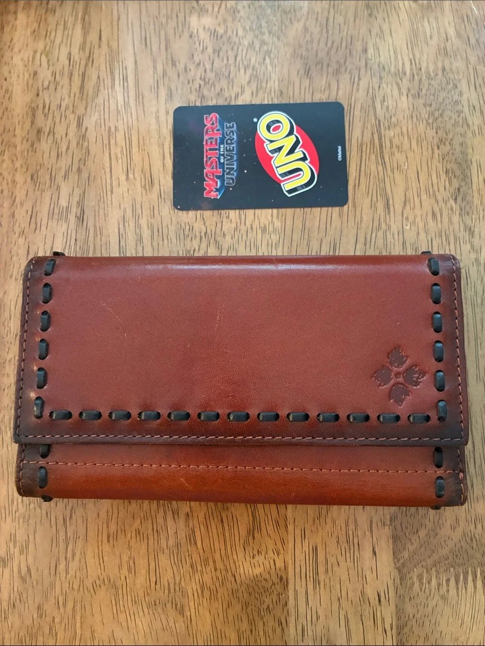 Patricia Nash Terresa Patchwork Leather Trifold Wallet (Beet color)